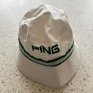 Ping bucket hat golf one size white green
